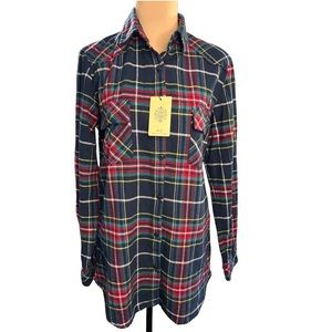NWT Matchstick Flannel Button Down Size M Plaid Holiday Red and Black